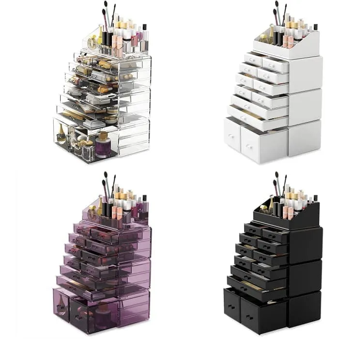 Makeup Cosmetic Organizer Storage With 12 Drawers Display Boxes (black)