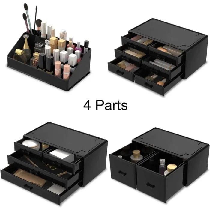 Makeup Cosmetic Organizer Storage With 12 Drawers Display Boxes (black)