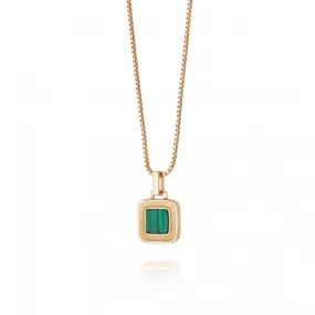Malachite Palm Square 18ct Gold Plated Necklace WN08_GP