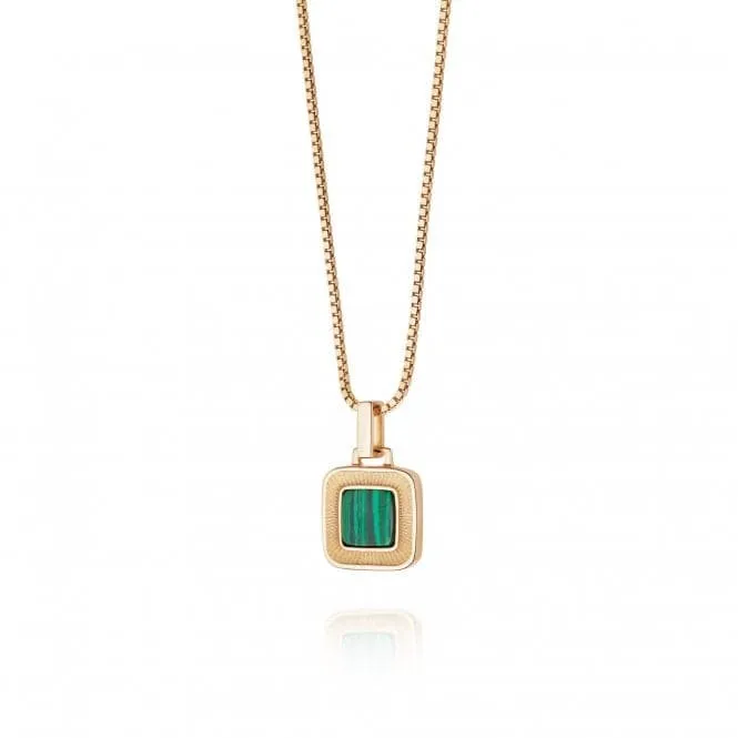 Malachite Palm Square 18ct Gold Plated Necklace WN08_GP