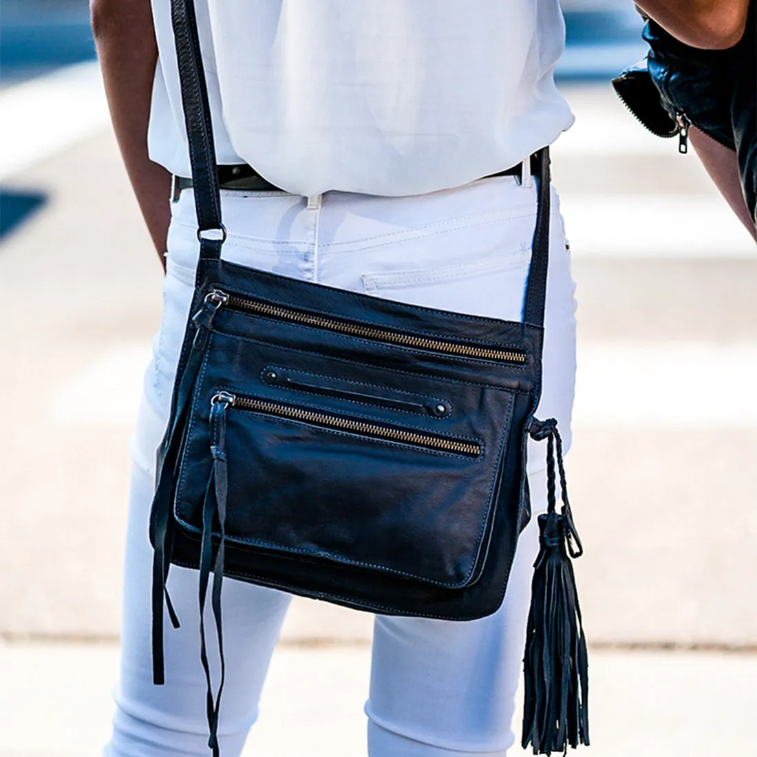 Media Lightweight Handmade Leather Crossbody Bag