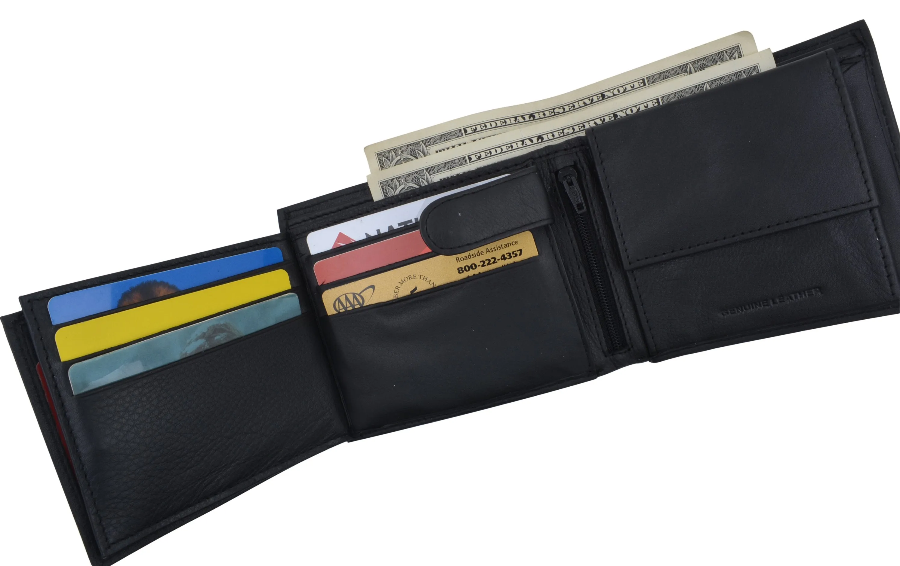 Mens RFID Leather Multi Credit Card ID Snap Bifold Wallet with Coin Pouch RFIDCN576