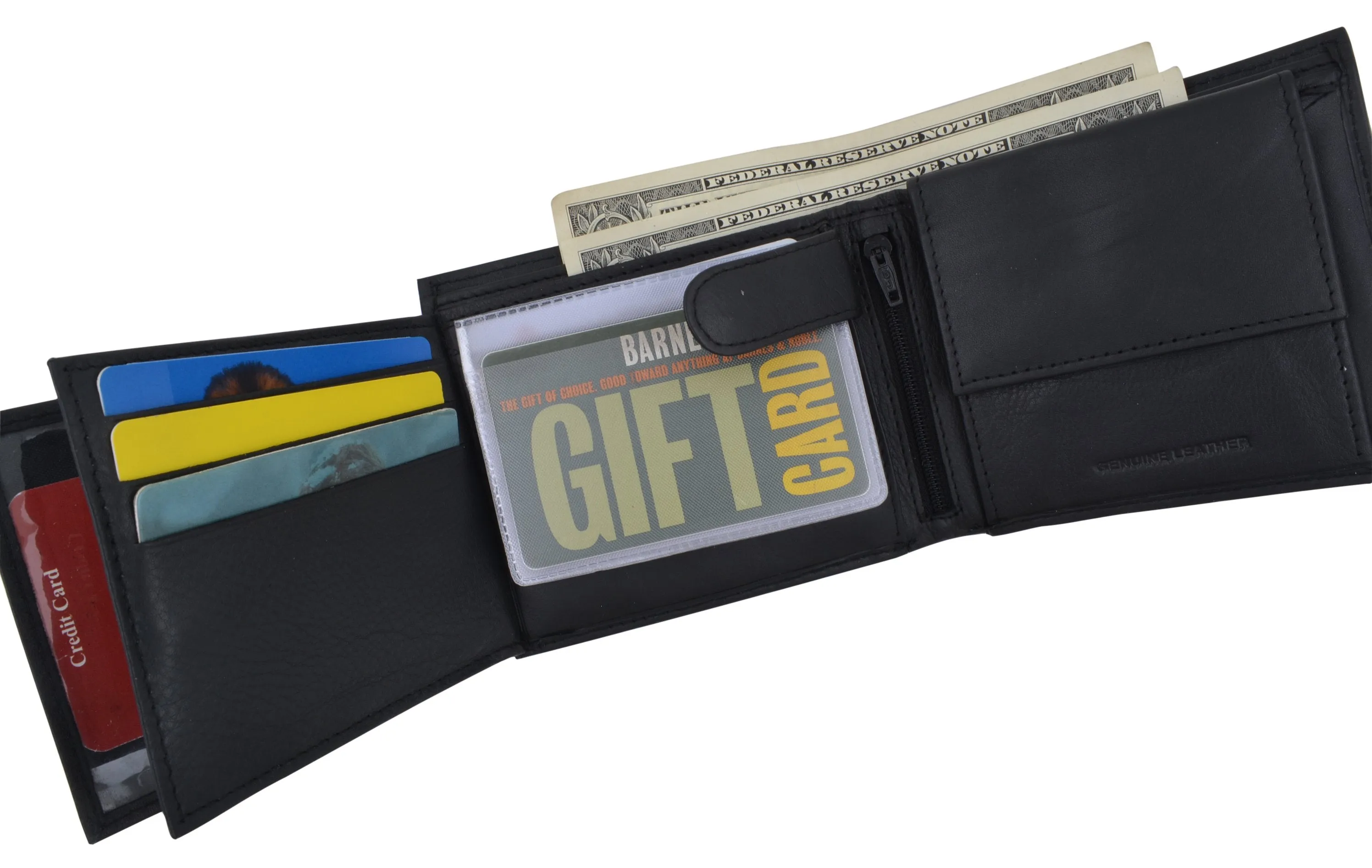 Mens RFID Leather Multi Credit Card ID Snap Bifold Wallet with Coin Pouch RFIDCN576