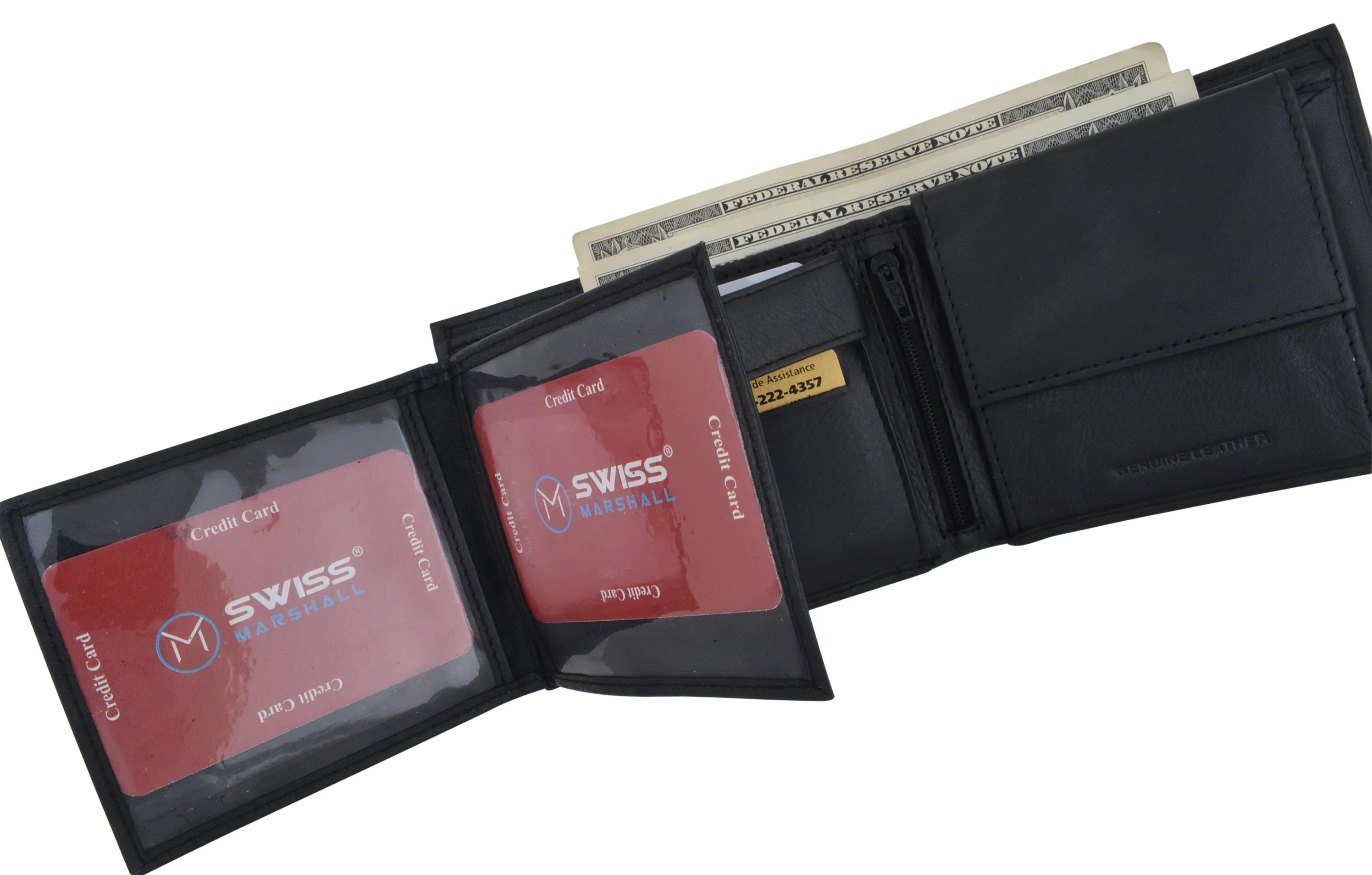 Mens RFID Leather Multi Credit Card ID Snap Bifold Wallet with Coin Pouch RFIDCN576