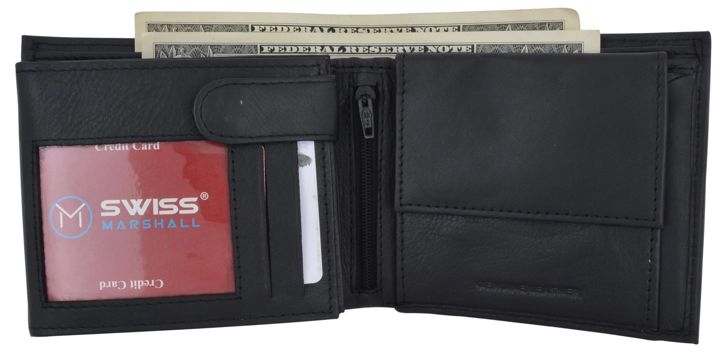 Mens RFID Leather Multi Credit Card ID Snap Bifold Wallet with Coin Pouch RFIDCN576