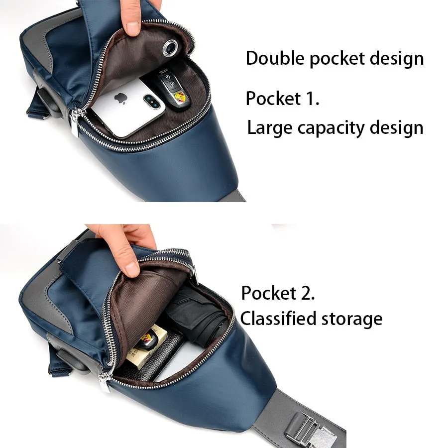 Men's Small Crossbody Bag with USB Charging