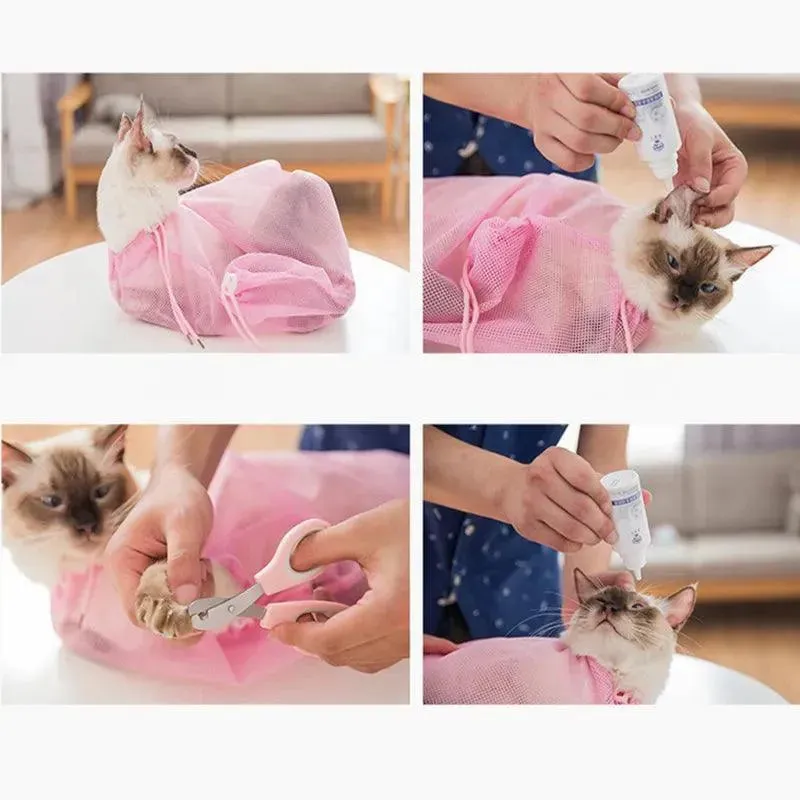 Mesh Cat Bathing Grooming Bag