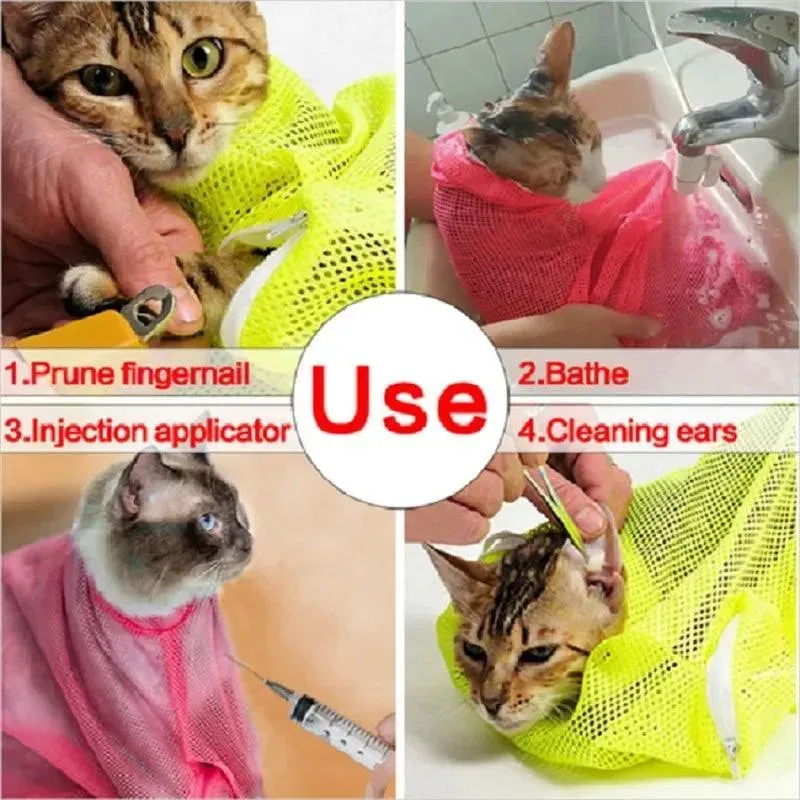 Mesh Cat Bathing Grooming Bag