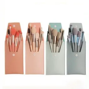 Miss Beauty New 8pcs Mini Make Up Brushes for Foundation, Powder, Blush Eyeshadow ,Eyelash and Concealer with Pouch / Mini Leather Bag