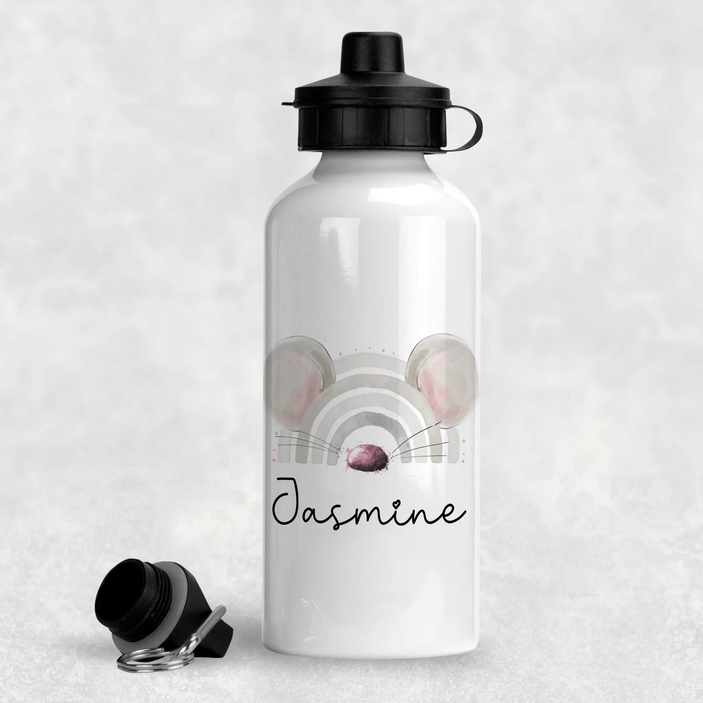 Mouse Rainbow Personalised Aluminium Water Bottle 400/600ml