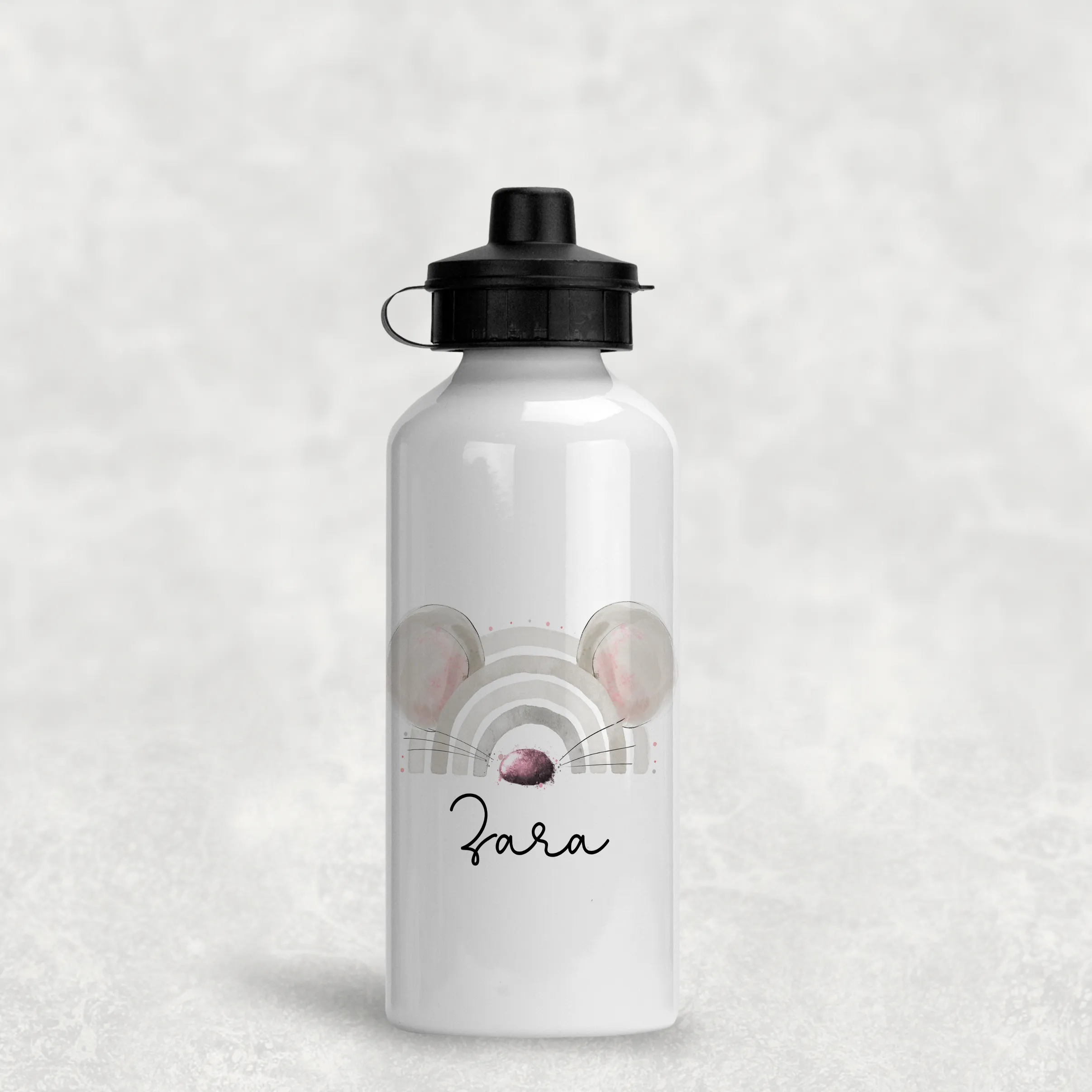 Mouse Rainbow Personalised Aluminium Water Bottle 400/600ml