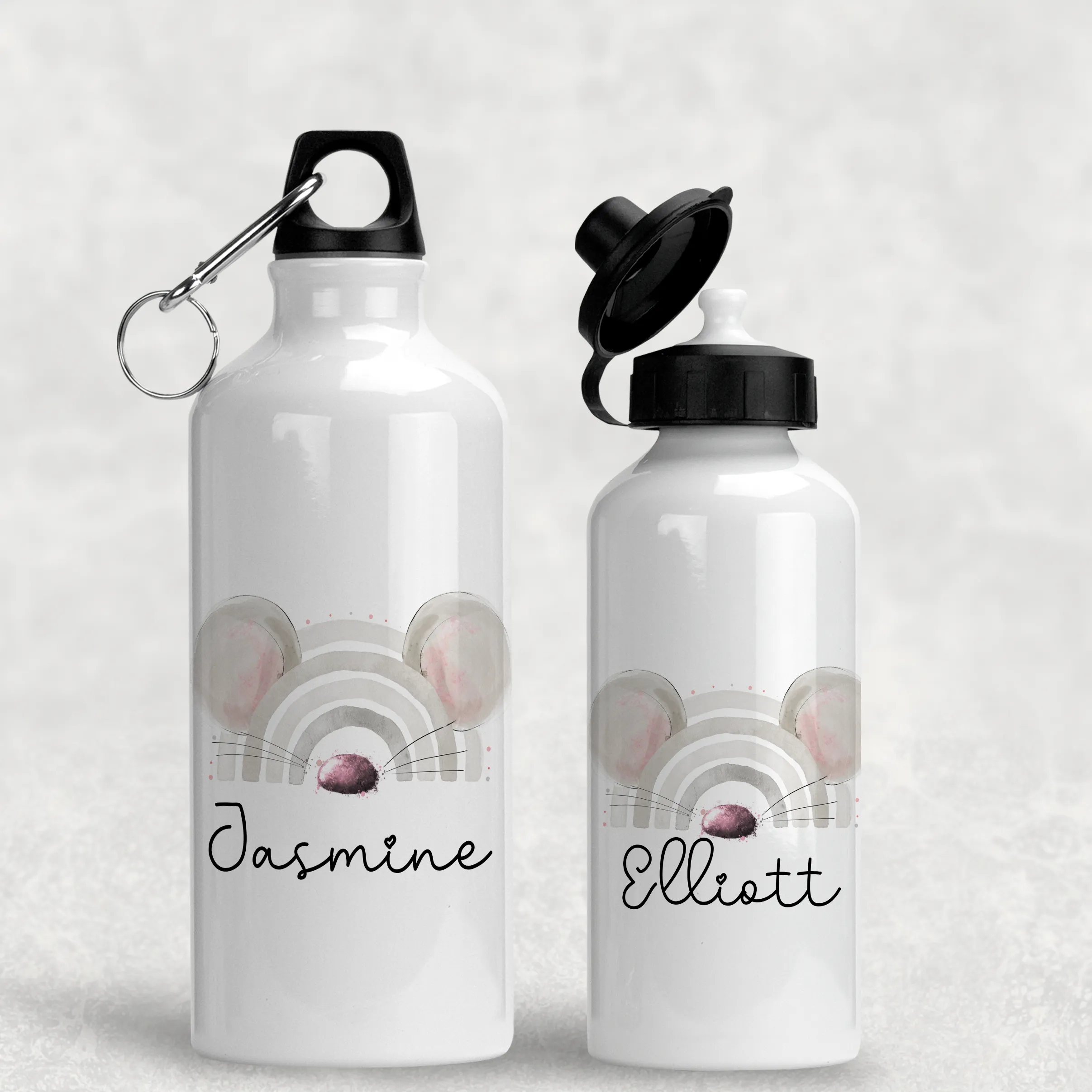 Mouse Rainbow Personalised Aluminium Water Bottle 400/600ml
