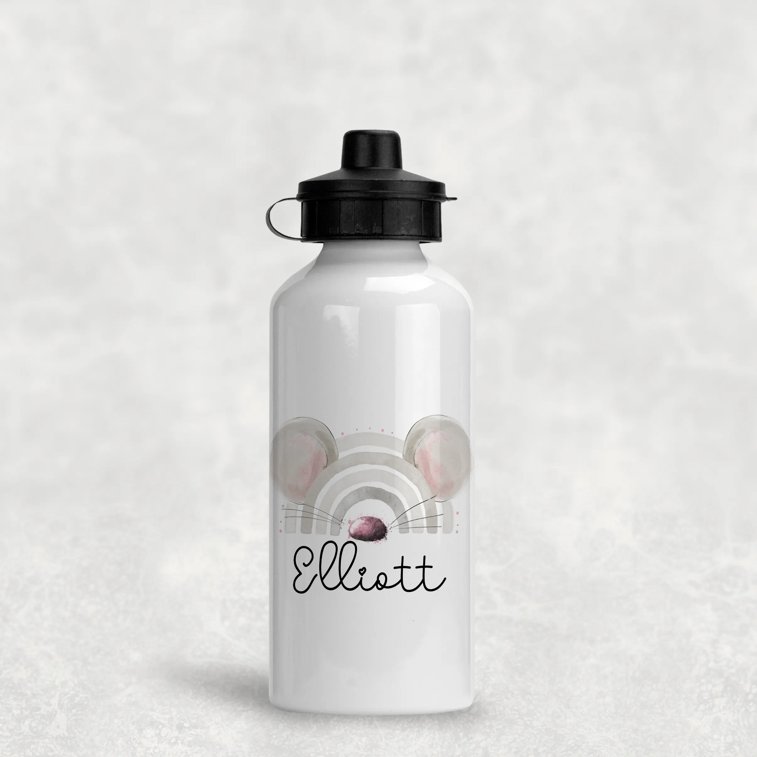 Mouse Rainbow Personalised Aluminium Water Bottle 400/600ml