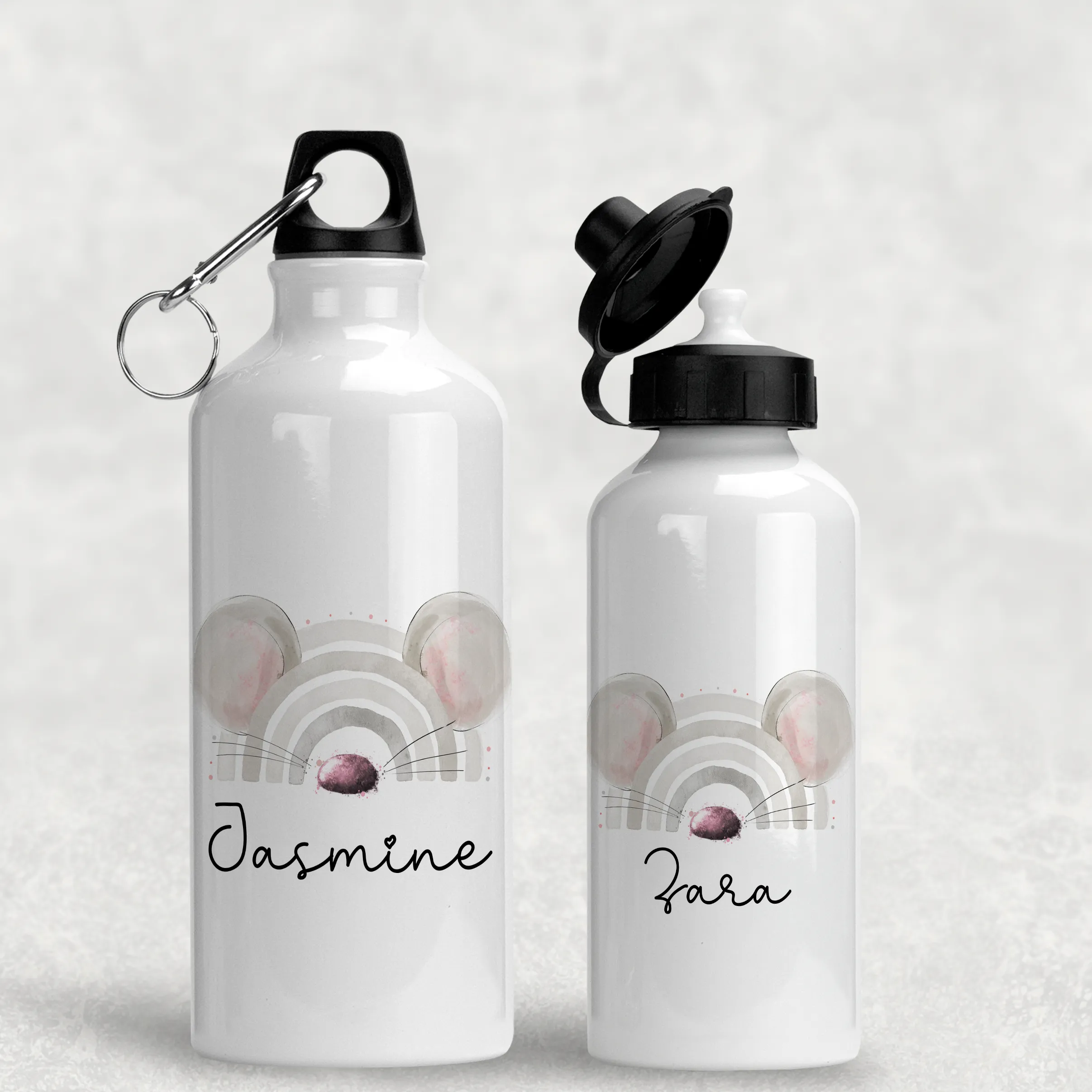Mouse Rainbow Personalised Aluminium Water Bottle 400/600ml