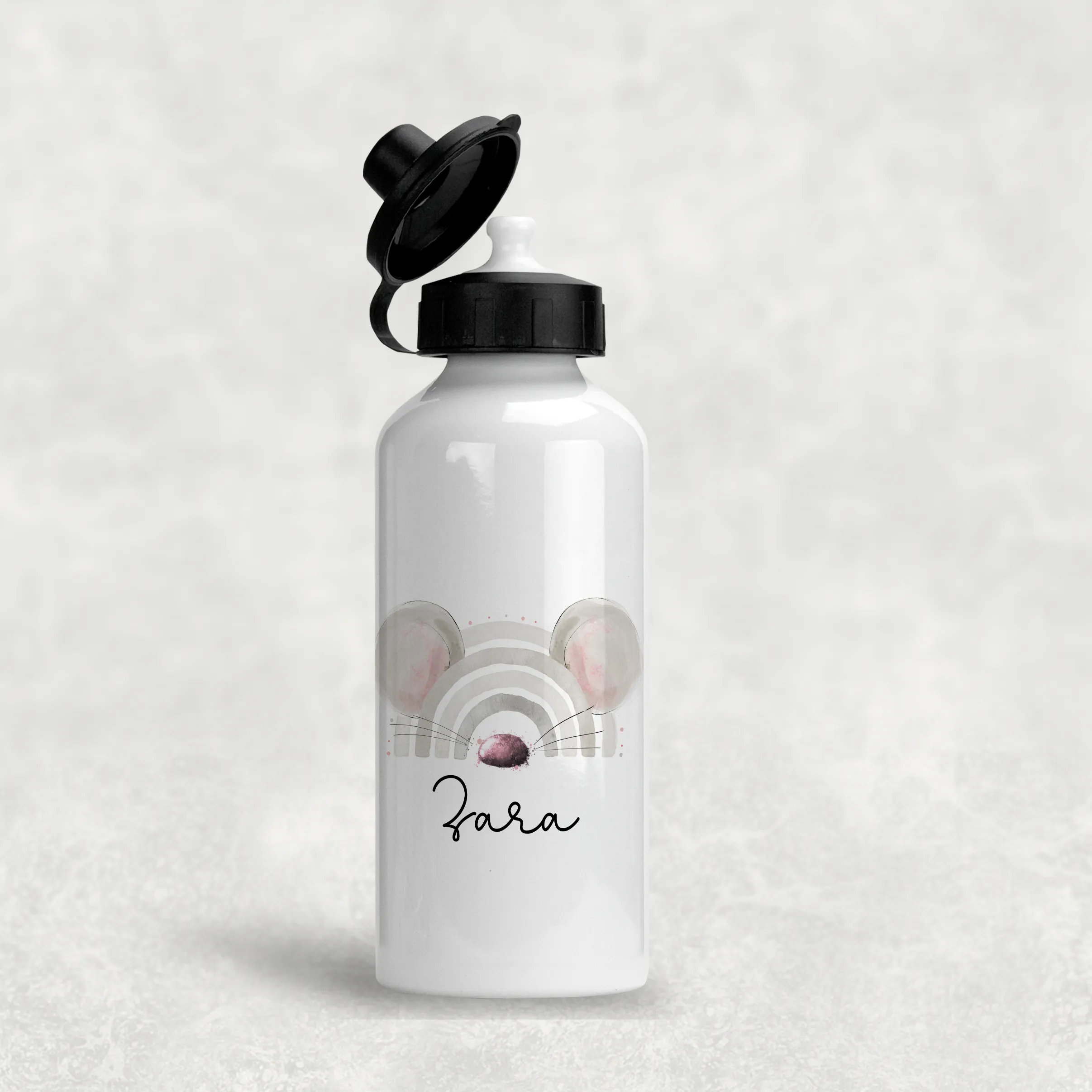 Mouse Rainbow Personalised Aluminium Water Bottle 400/600ml