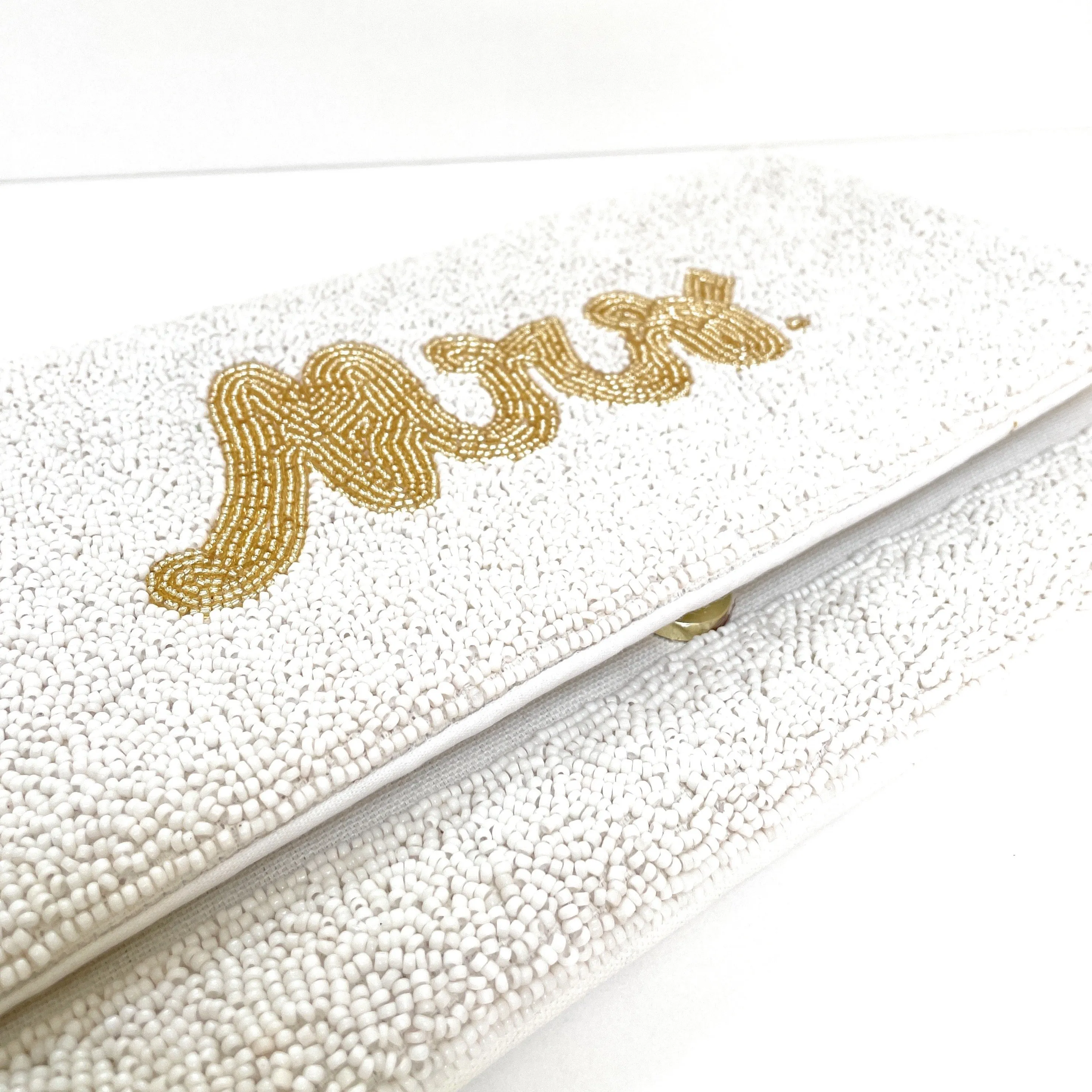 MRS Bride Beaded Clutch Purse