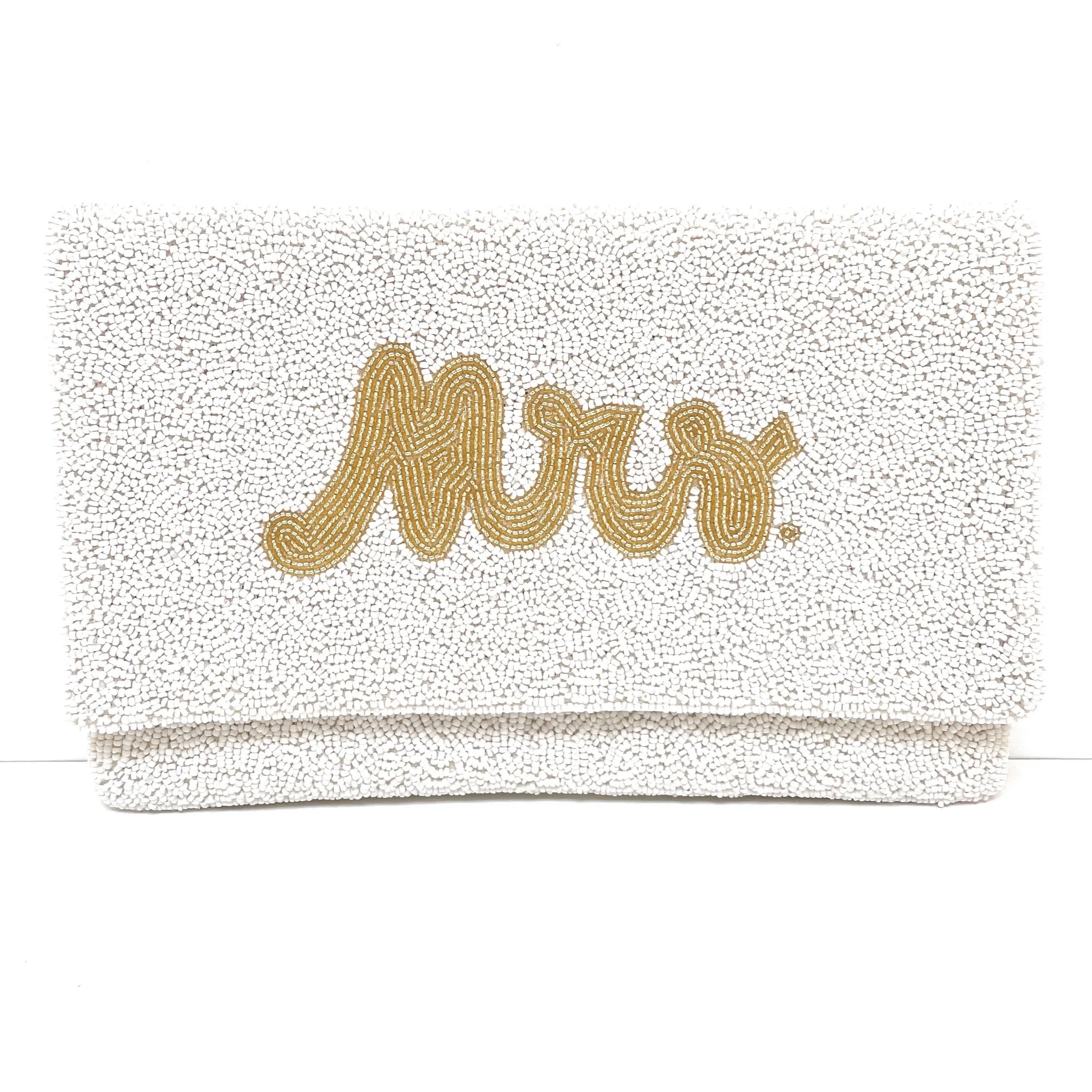 MRS Bride Beaded Clutch Purse