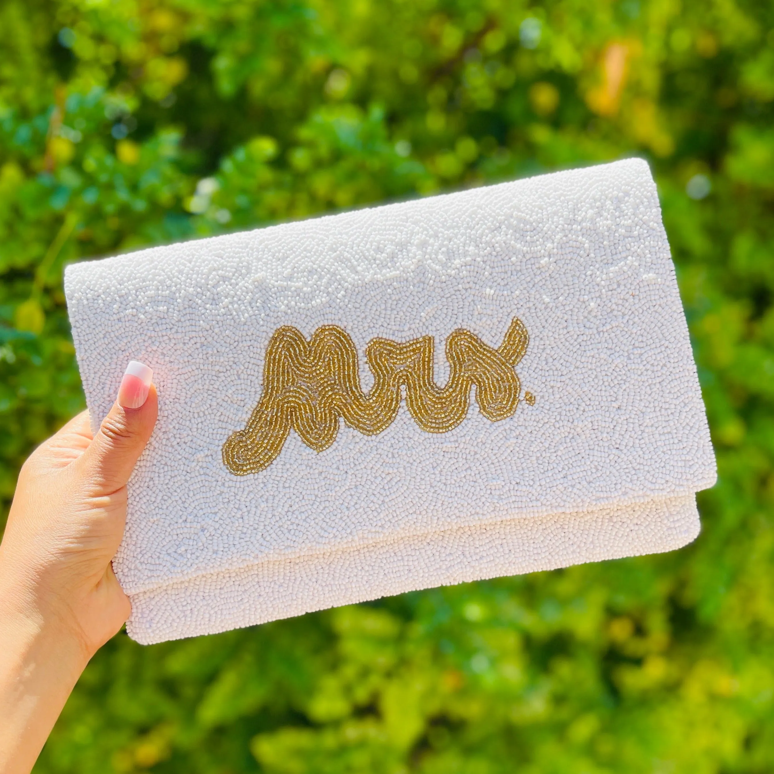 MRS Bride Beaded Clutch Purse