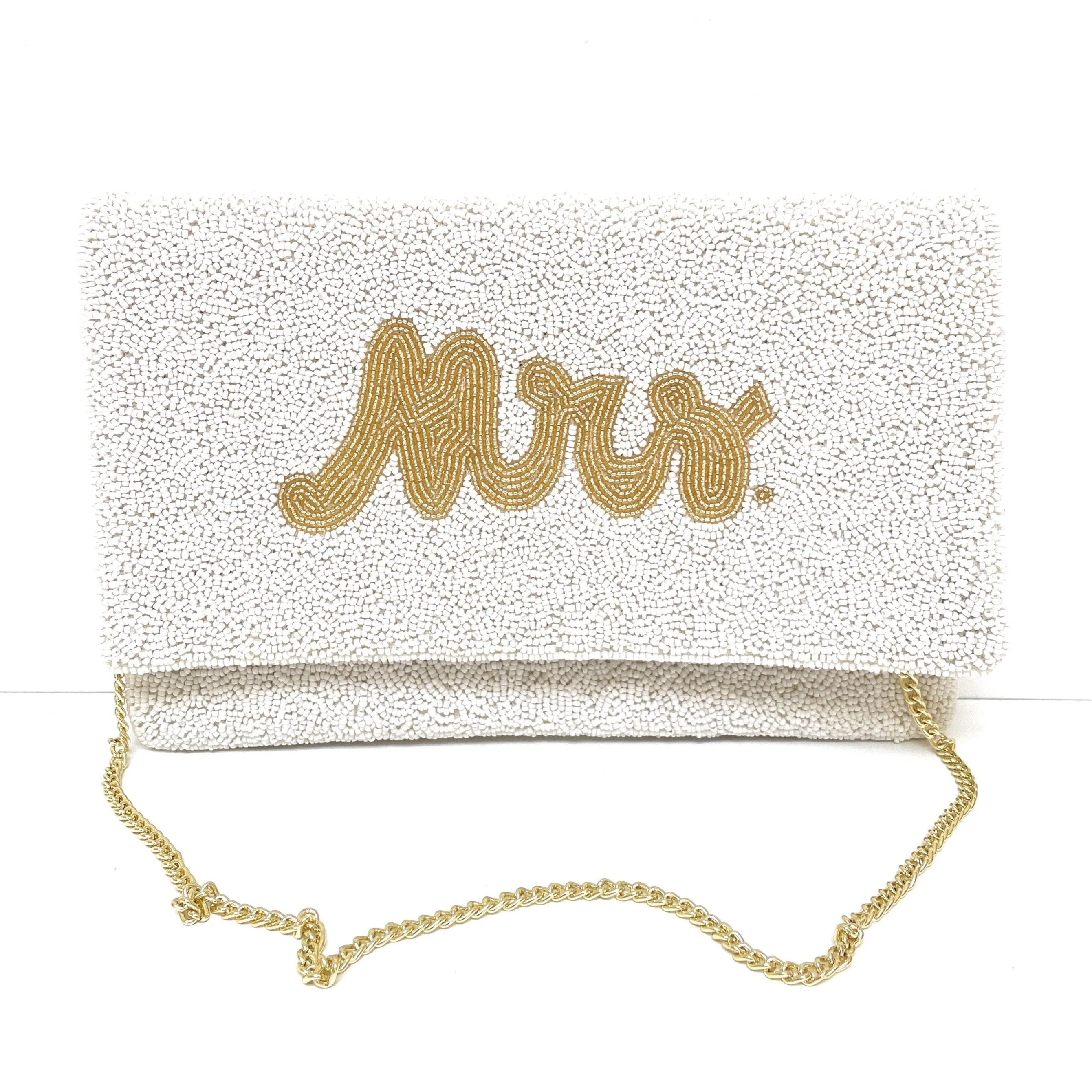 MRS Bride Beaded Clutch Purse
