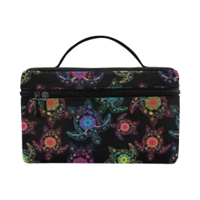 Neon Floral Turtles Cosmetic Bag/Large
