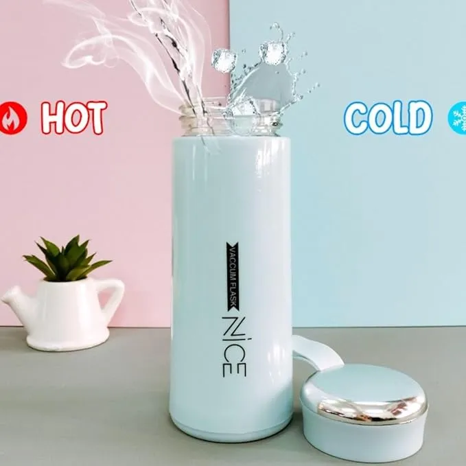 Nice Print Glass Water Bottle with Foodgrade Silicone Plastic - 400ml | Glass Bottle | Leak Proof | BPA Free | For School or College | Easy to carry | Multicolour PACK OF 1
