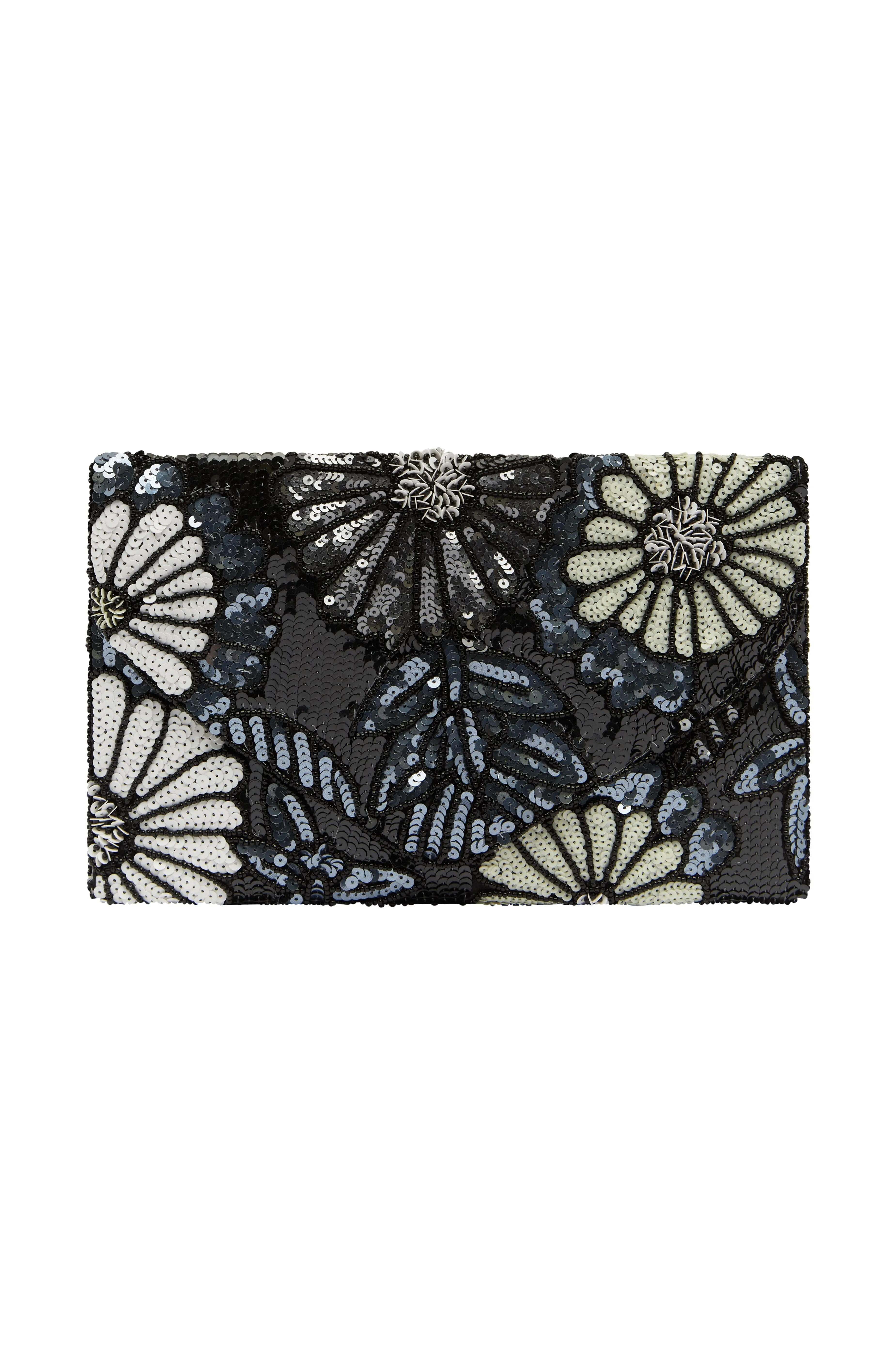 Nova Sequinned Clutch Bag Black