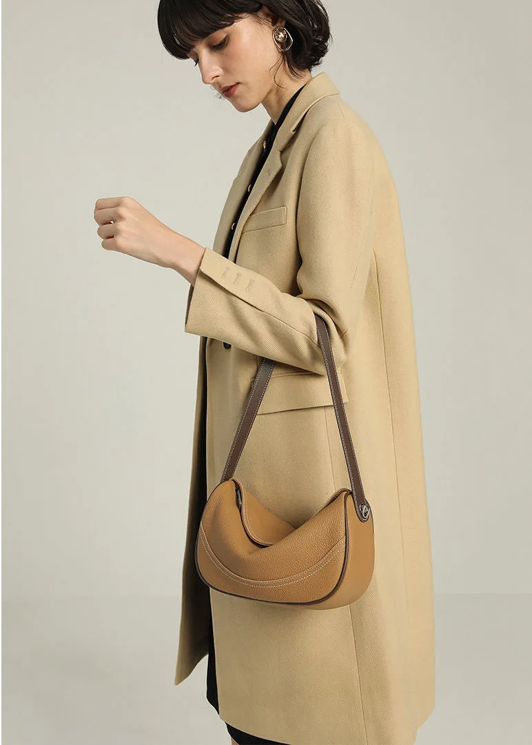 Pebble Leather Crescent Shoulder Bag