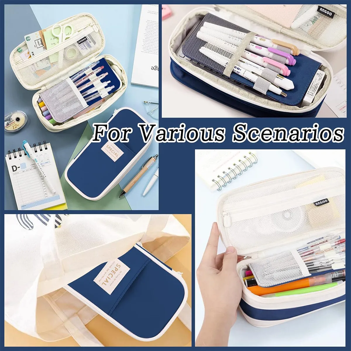 Pencil pouch for College School Large Storage High Capacity Bag Pouch Holder Box Organizer
