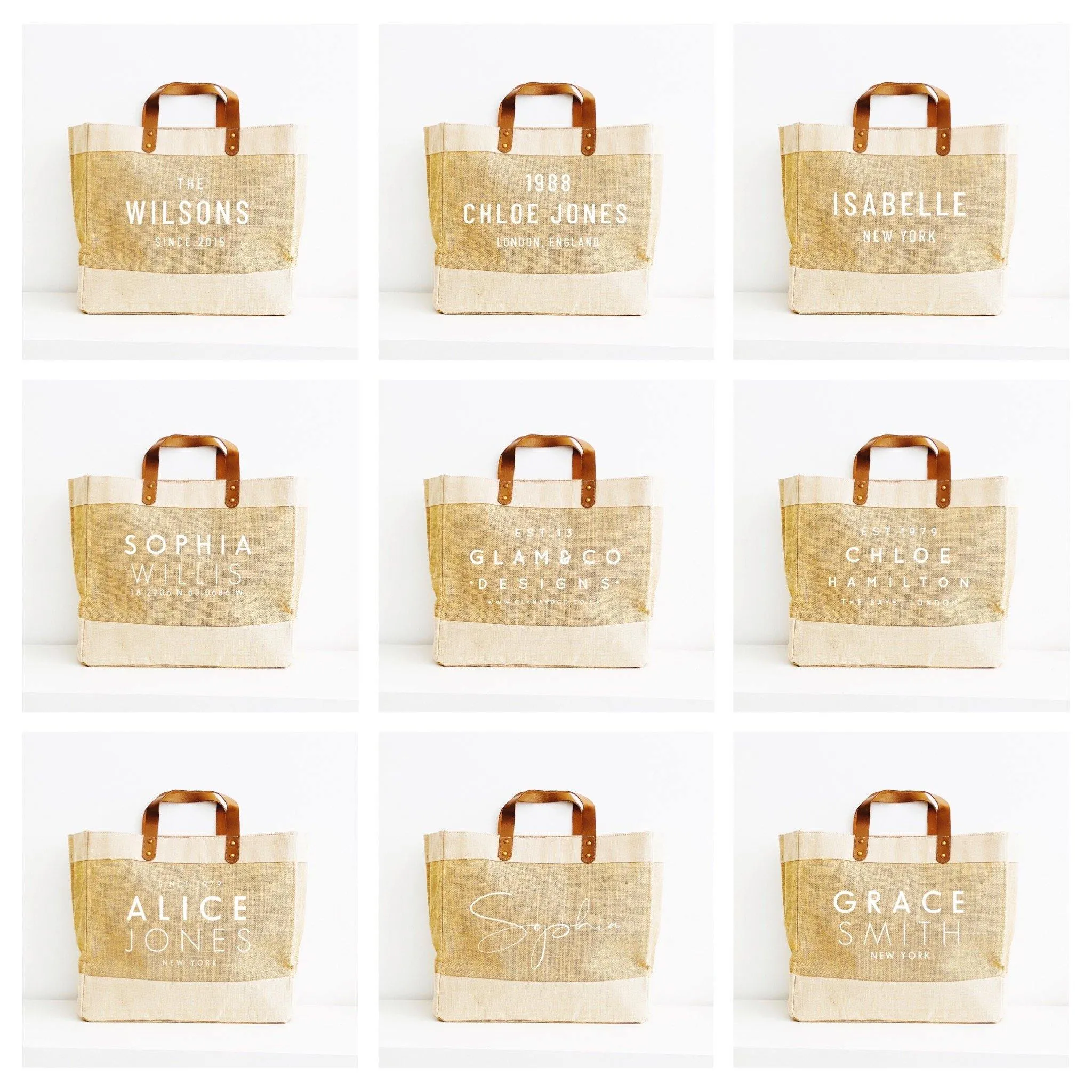 Personalised Jute Tote Shopping Bag | Family Name Shopper