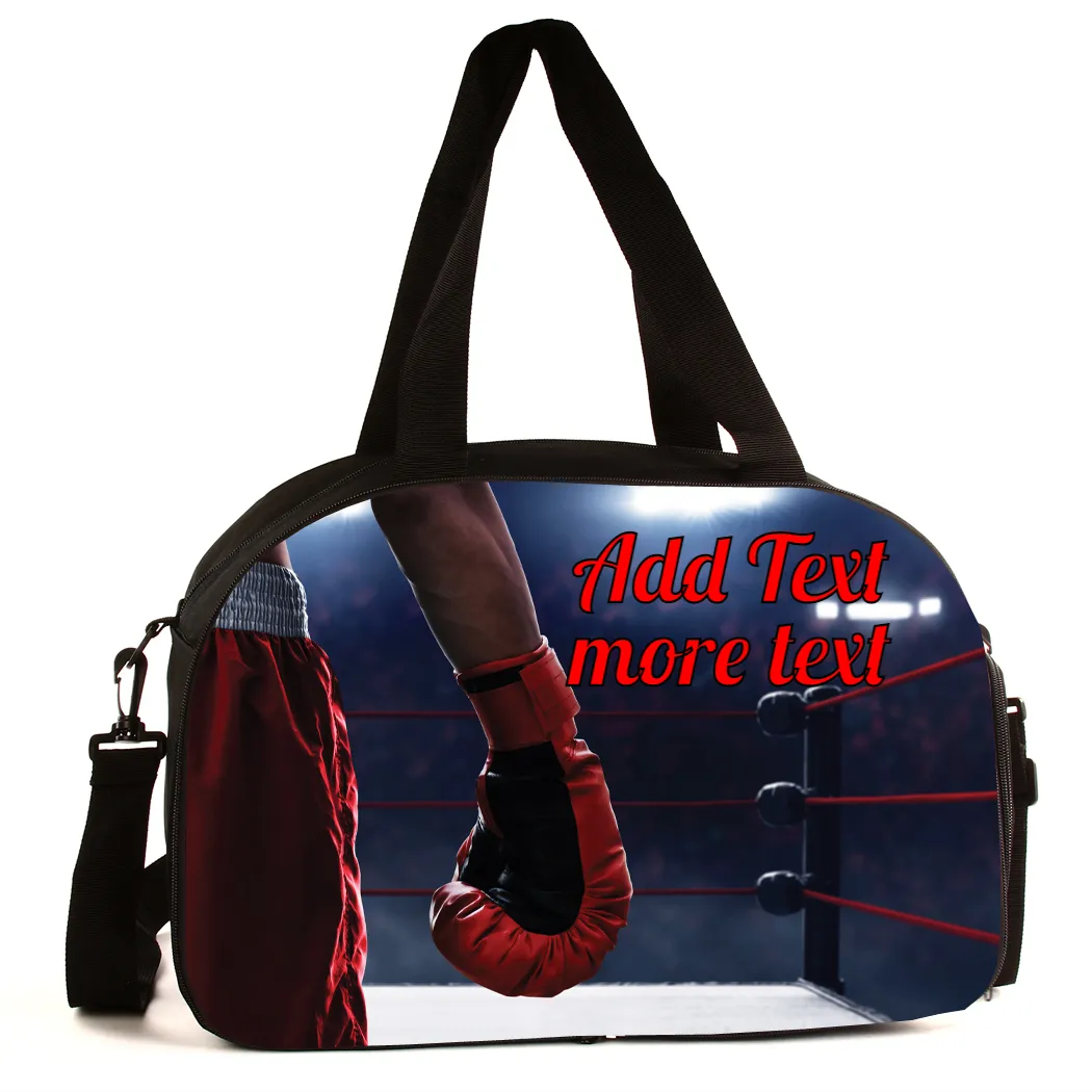 Personalized Full Color Sport Duffel Bag W/ Optional Water Bottle - Boxing Ring