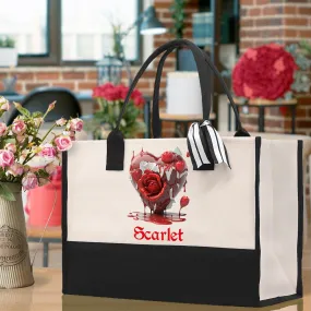 Personalized Heart Canvas Tote Bag Happy Valentines Day Gift Love Tote Bag Customize Lovers Gift Mother Day Gift Cute Valentines Gift
