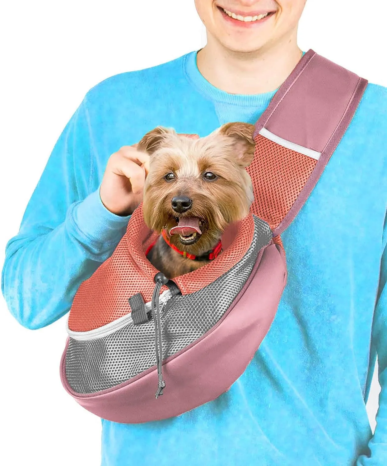 Pet Sling Carrier - Small Dog Puppy Cat Carrying Bag Purse Pouch - for Pooch Doggy Doggie Yorkie Chihuahua Baby Papoose Bjorn - Hiking Front Backpack Chest Body Holder Pack to Wear (Pink)