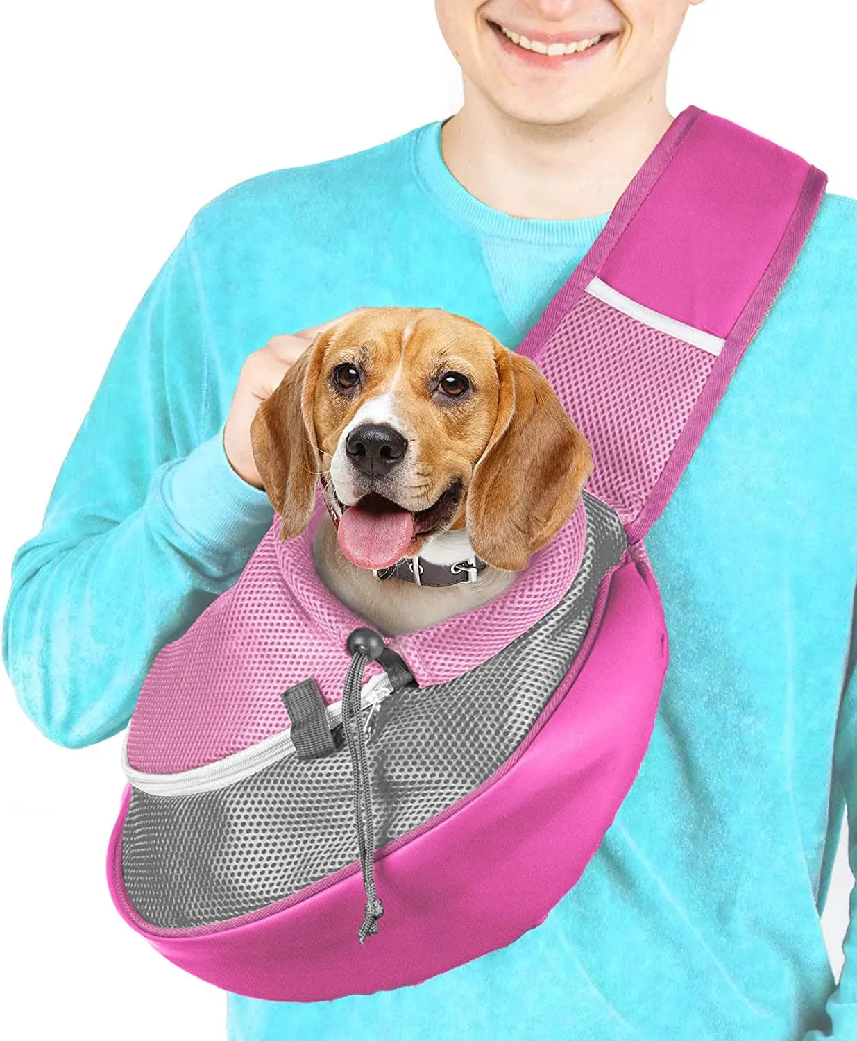 Pet Sling Carrier - Small Dog Puppy Cat Carrying Bag Purse Pouch - for Pooch Doggy Doggie Yorkie Chihuahua Baby Papoose Bjorn - Hiking Front Backpack Chest Body Holder Pack to Wear (Pink)