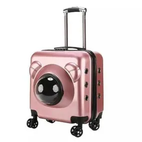 PetGains PGVD Airline Approved Large Space Breathable Pet Trolley Cat Dog Carrier (Pink)