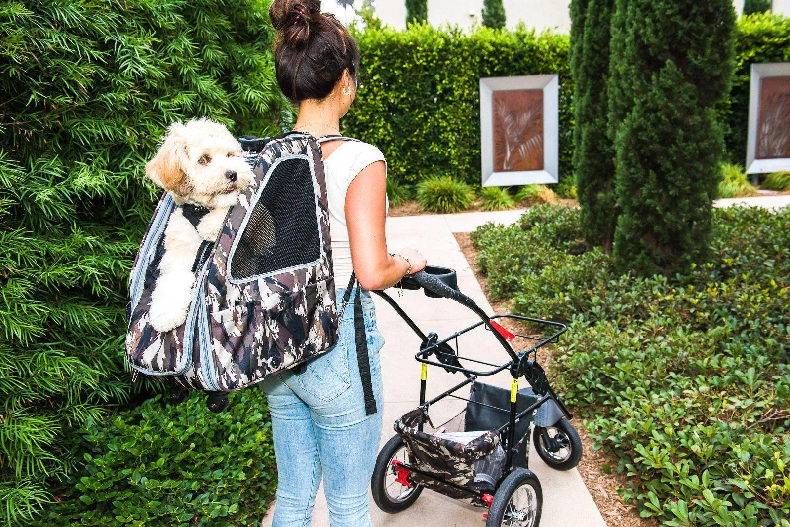 Petique 5-in-1 Pet Stroller (Complete Set with Pet Carrier and Stroller Frame)
