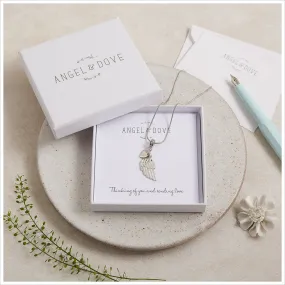 Pewter Angel Wing 'Thinking of You' Necklace Sympathy Gift with Bag & Card