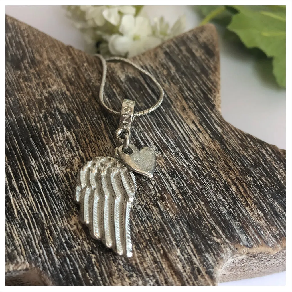 Pewter Angel Wing 'Thinking of You' Necklace Sympathy Gift with Bag & Card