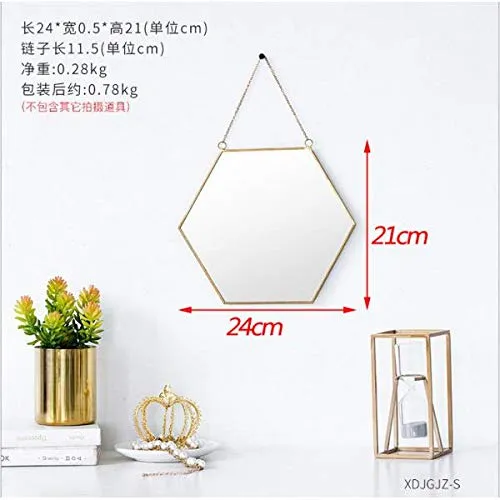 Pinakine® Nordic Wrought Iron Gold Dessing Mirror Wall Hanging Bathroom Wall Mirror S
