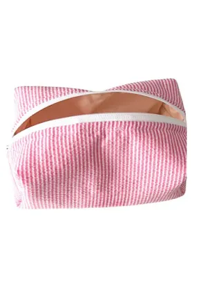 Pink Seersucker Makeup Bag