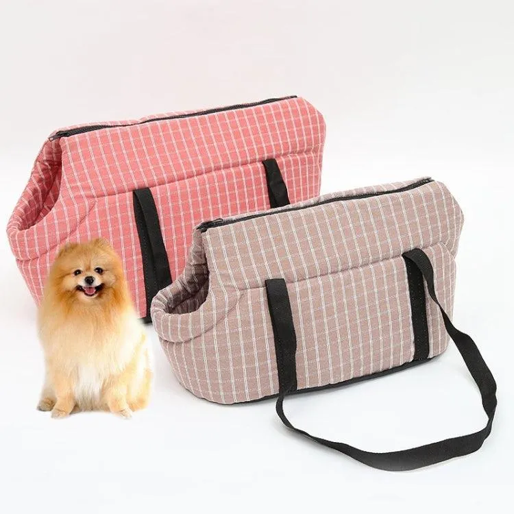 Plaid Shoulder Pet Carrier Bag for Dogs and Cats - Breathable Travel Companion