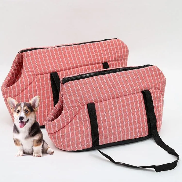 Plaid Shoulder Pet Carrier Bag for Dogs and Cats - Breathable Travel Companion