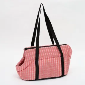 Plaid Shoulder Pet Carrier Bag for Dogs and Cats - Breathable Travel Companion