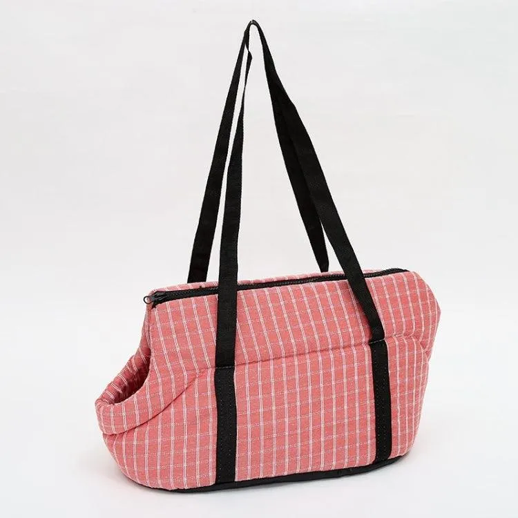 Plaid Shoulder Pet Carrier Bag for Dogs and Cats - Breathable Travel Companion