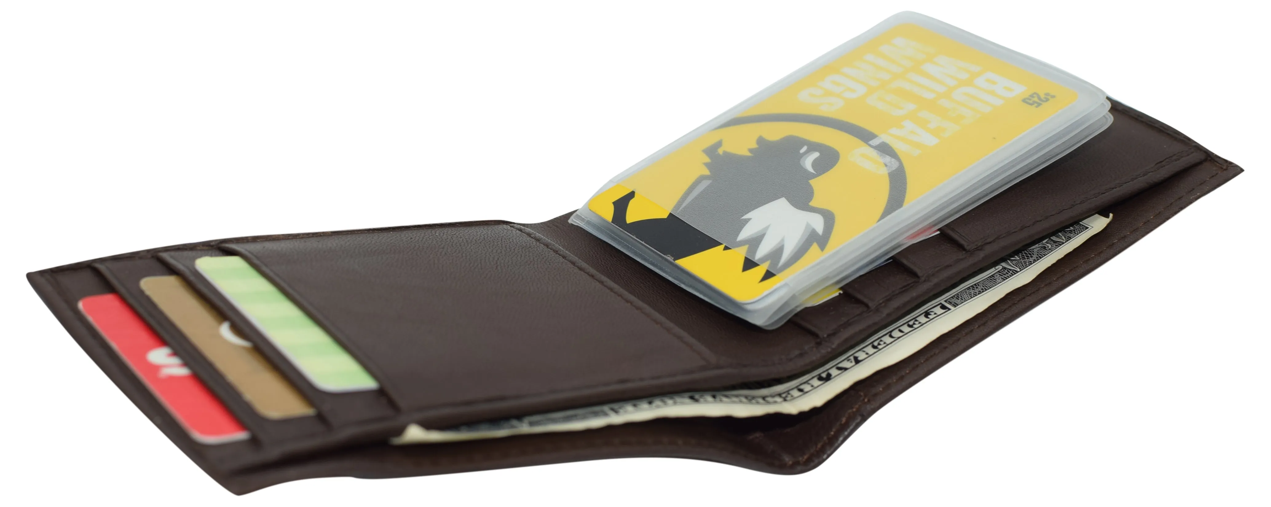 RFID49 Marshal Genuine Leather Slim Bifold Exterior ID Card Holder Wallet with Elastic Band Closure