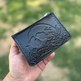 Skull Rose Medium Zipper Pouch Wallet