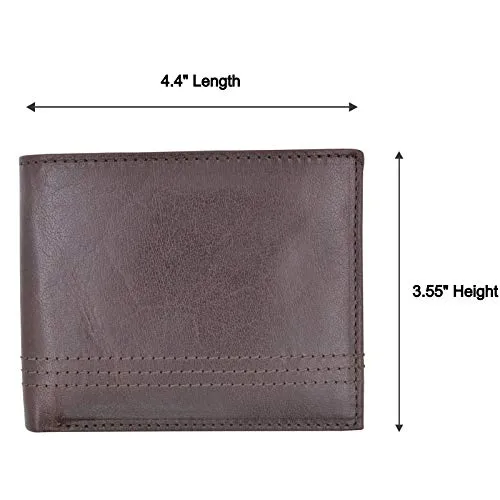 Slim Men's Wallet Thin Bifold Leather RFID Blocking Minimalist Front Pocket Mens Brown Wallet Cazoro
