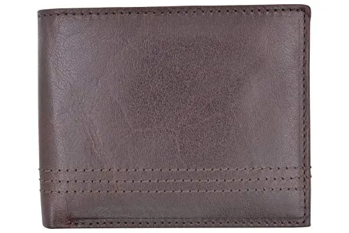 Slim Men's Wallet Thin Bifold Leather RFID Blocking Minimalist Front Pocket Mens Brown Wallet Cazoro