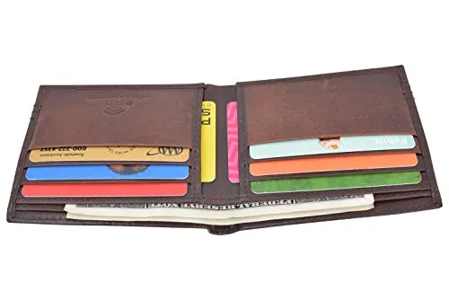 Slim Men's Wallet Thin Bifold Leather RFID Blocking Minimalist Front Pocket Mens Brown Wallet Cazoro