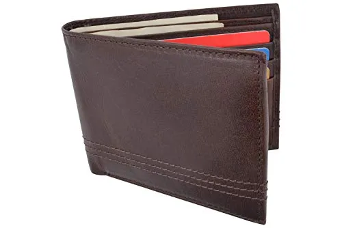 Slim Men's Wallet Thin Bifold Leather RFID Blocking Minimalist Front Pocket Mens Brown Wallet Cazoro