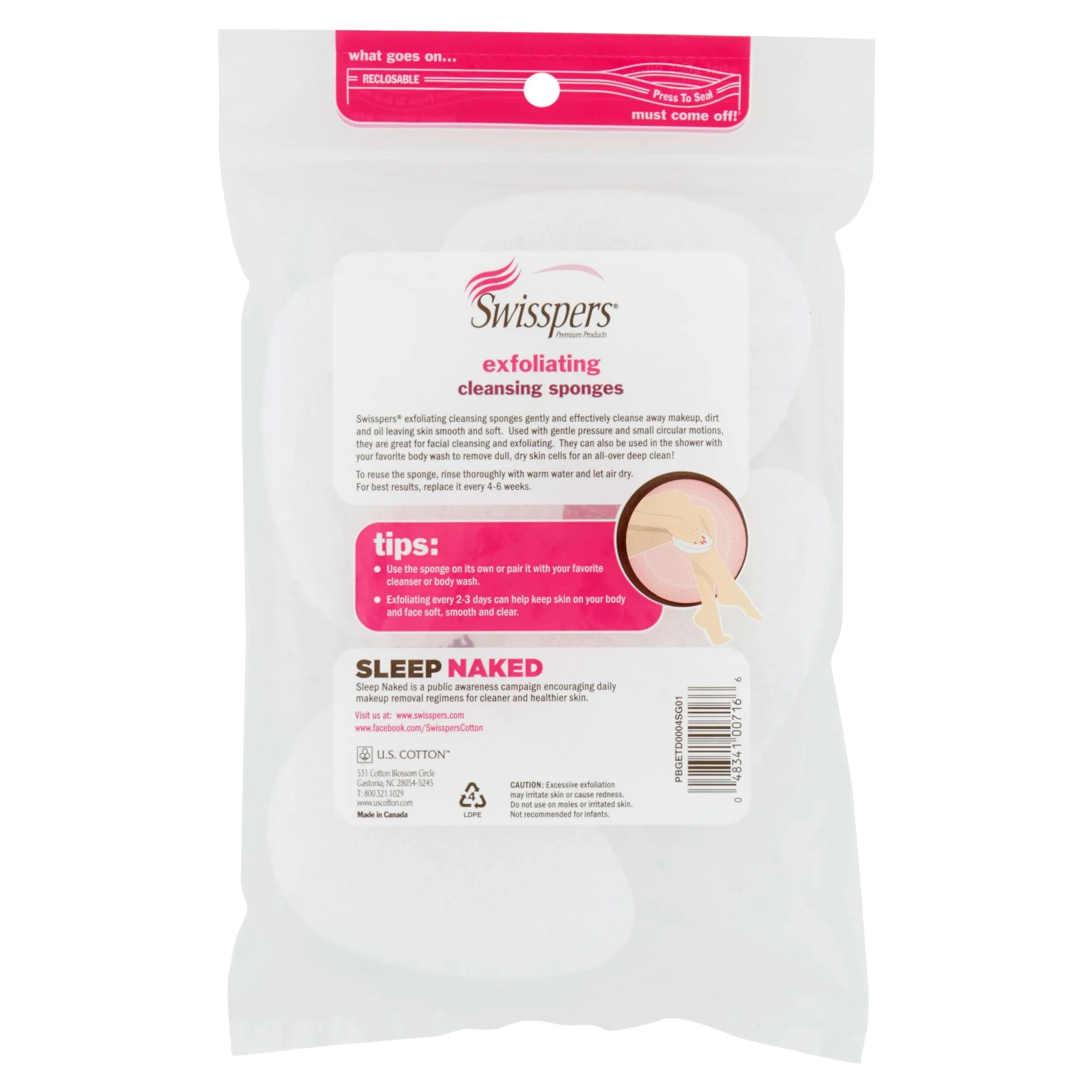Swisspers Premium 4 pc Exfoliating Sponge